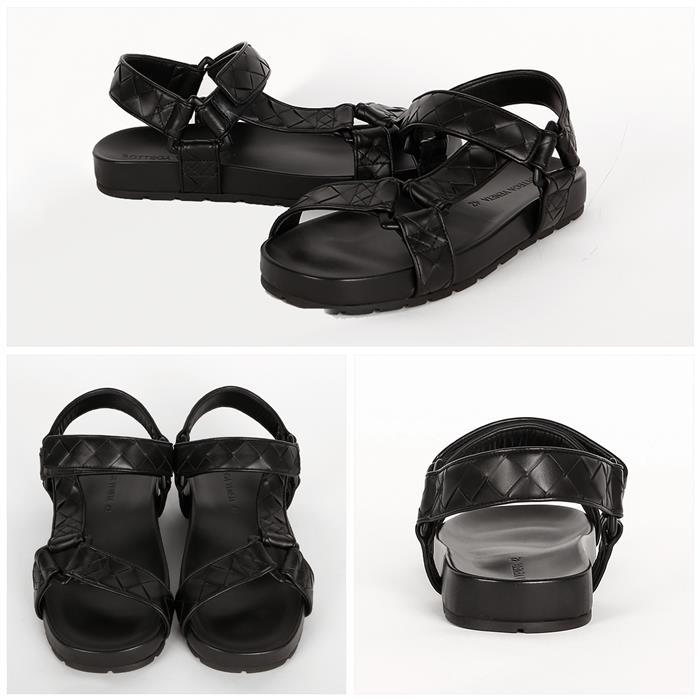 Bottega Veneta Intrecciato Trip Leather Sandals Black Men’s
