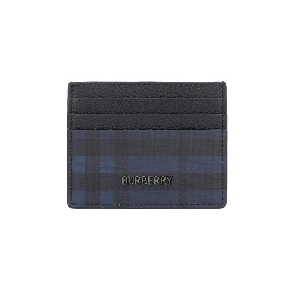 BURBERRY Check Pattern Leather Card Holder Wallet