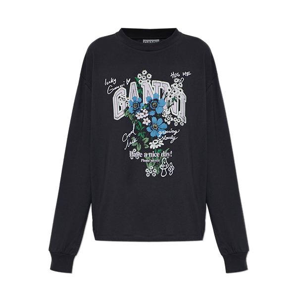 GANNI Flower Long Sleeve T-Shirt