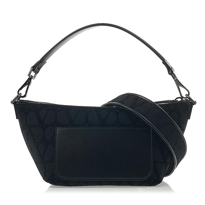 VALENTINO Garavani Iconography Black Leather Shoulder Bag