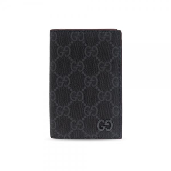 GUCCI GG Supreme Two-Tone Card Holder Burgundy Black