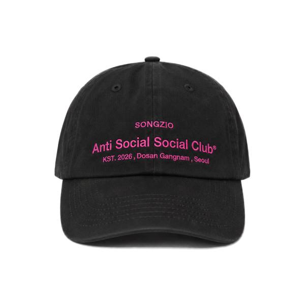 Anti Social Social Club x Songzio Pink Logo Embroidered Black Baseba MI2CP750 BK