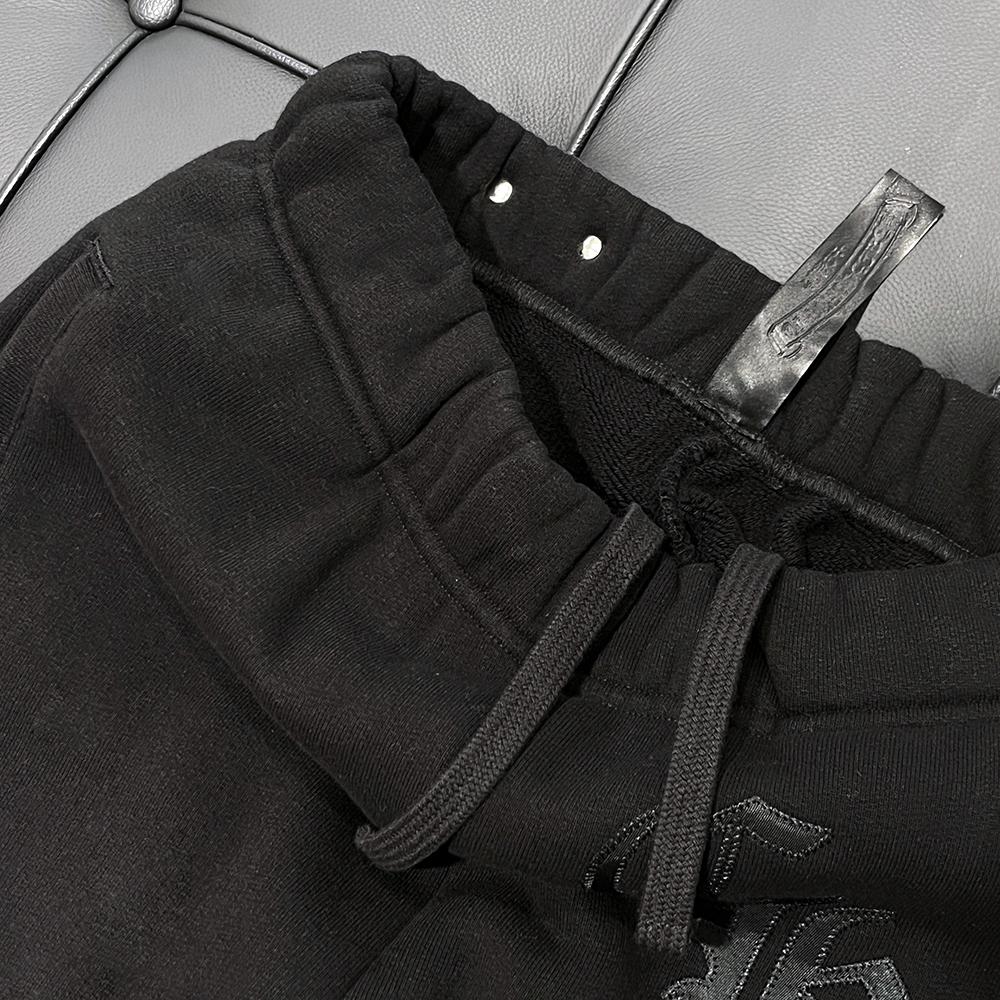 Chrome Hearts Black Relaxed Fit Sweatpants with CH Embroidery