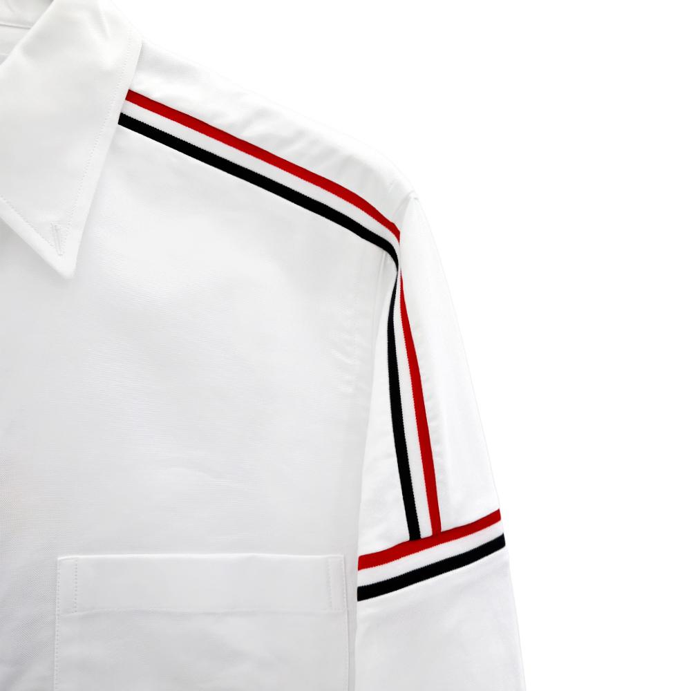 THOM BROWNE Oxford Shirt with Arm Stripe Detail Long Sleeve White