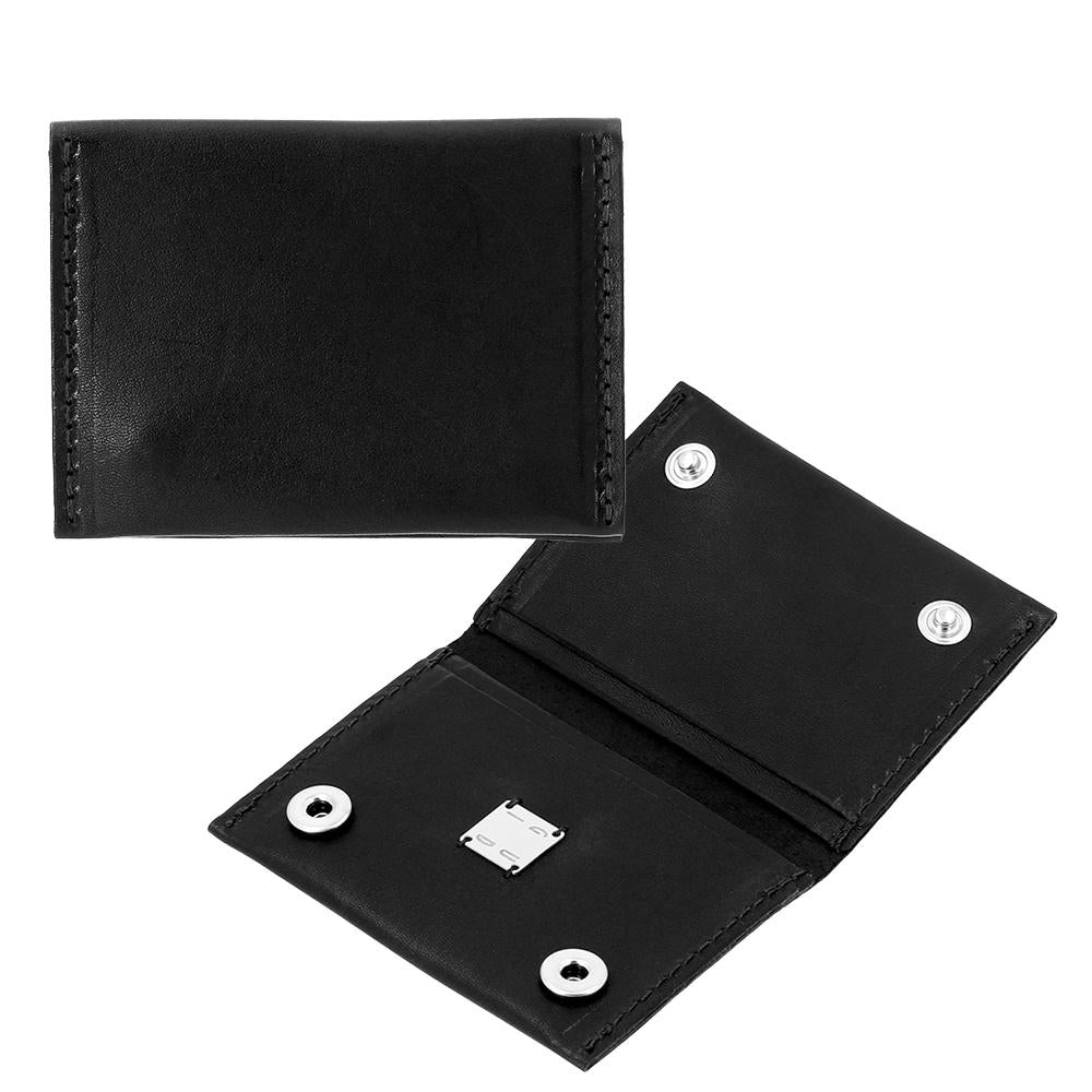 GUIDI Men's Black Leather Card Holder