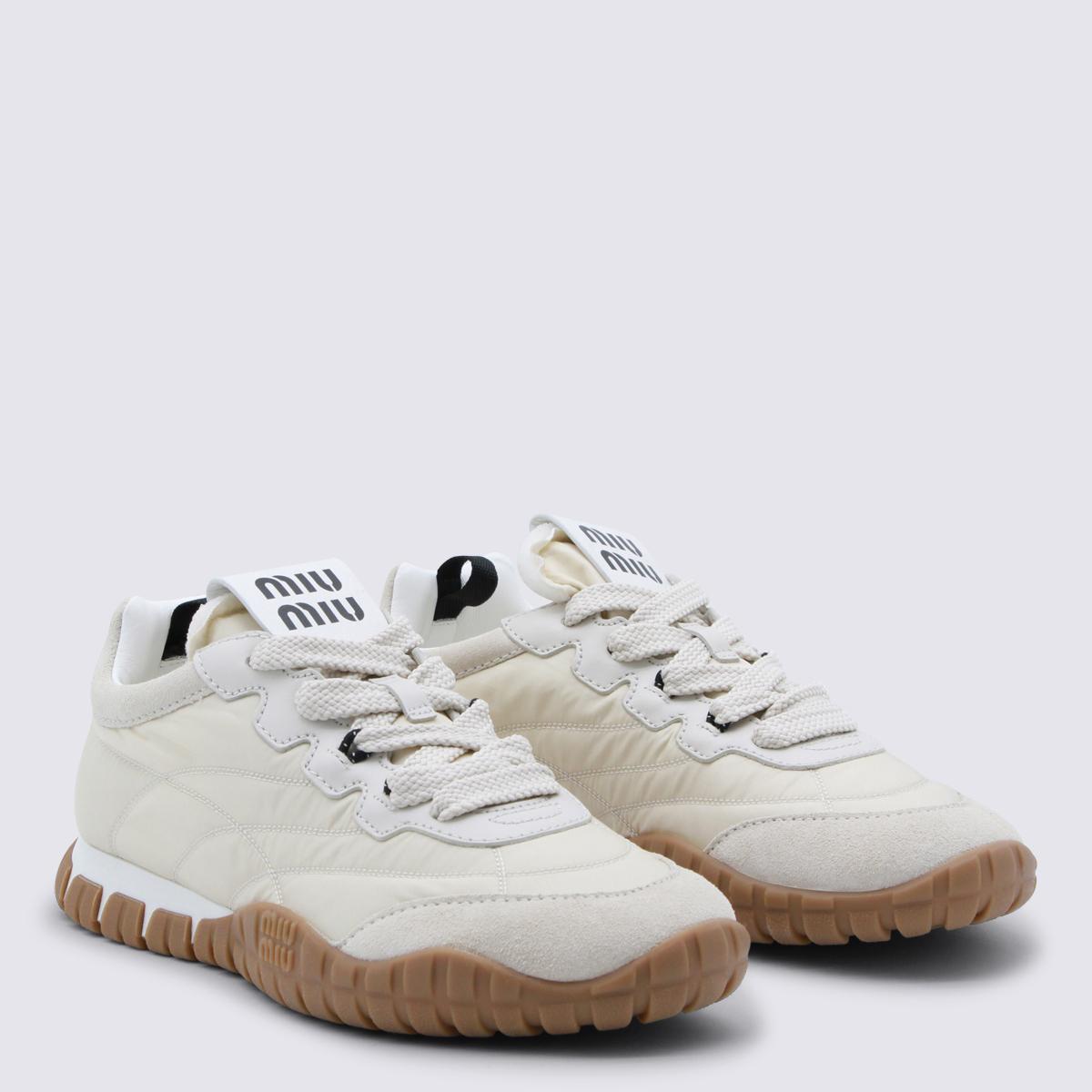 Miu Miu White Leather Low-Top Sneakers