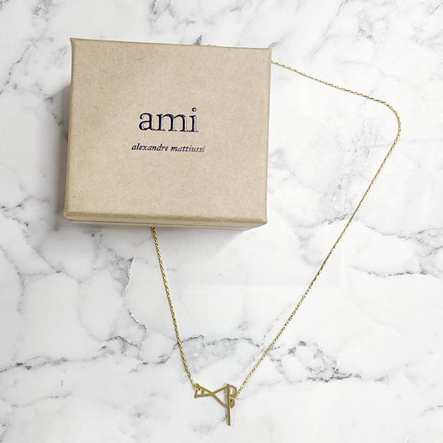 AMI Heart Logo Two-in-One Chain Necklace UJW918 361 902