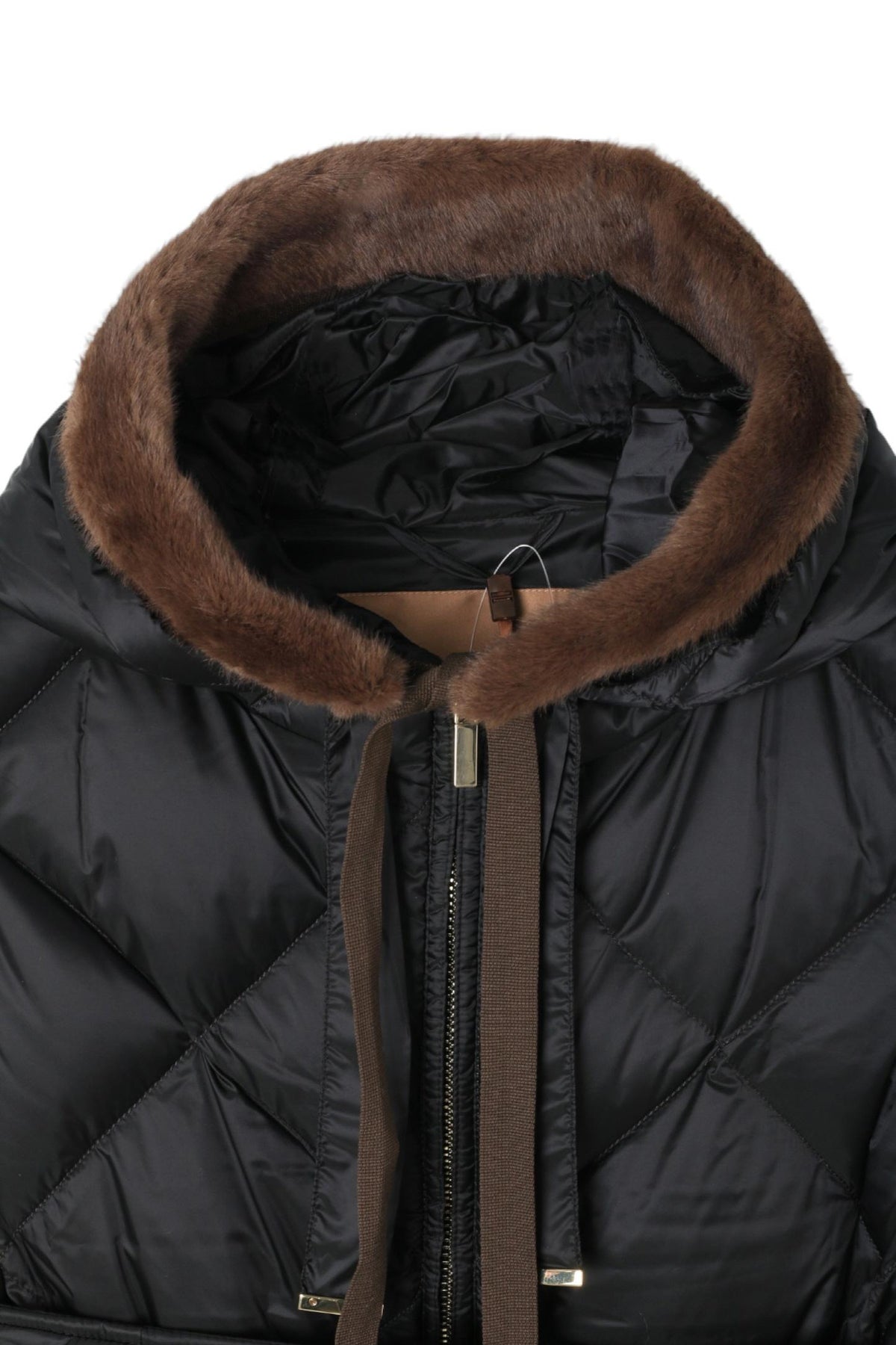 Max Mara MIRAGE Faux Fur Hood Trim Scarf MINK 001