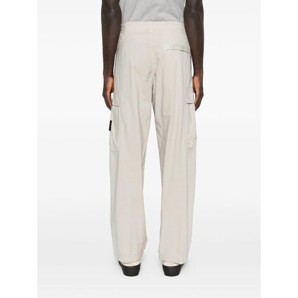 STONE ISLAND Logo Patch Cotton Cargo Pants for Men Navy
