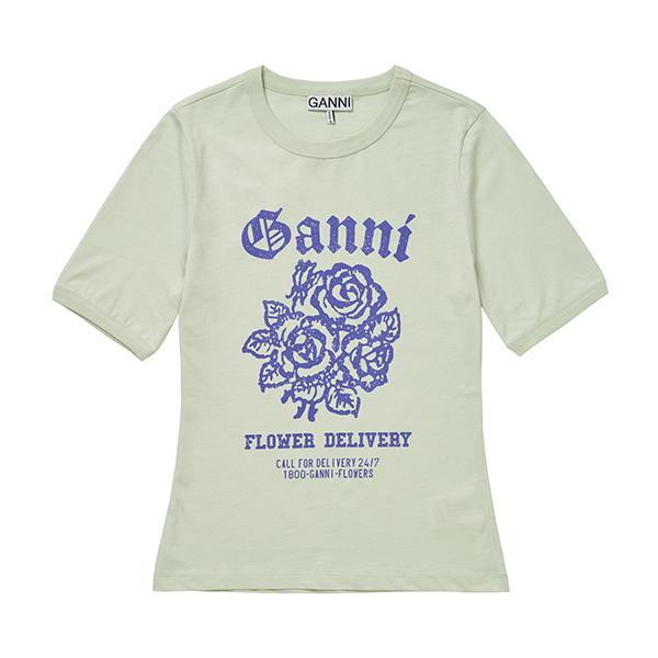 GANNI Flower Logo Short Sleeve T-Shirt for Women T3632 822