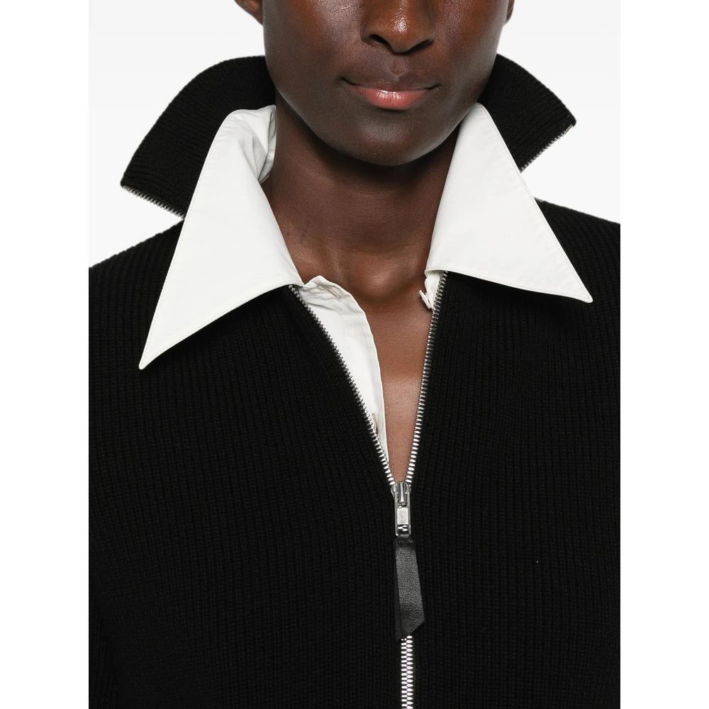 Maison Margiela Black Wool Zip-Up Knit Cardigan
