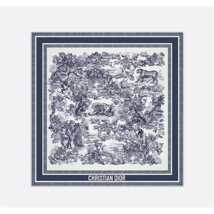 DIOR Toile de Jouy Sauvage 90 Square Silk Scarf 15JOU090I602 C545