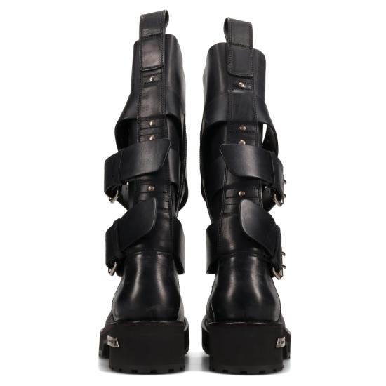 BALENCIAGA Black Leather Lace-Up Combat Boots for Me 833592 WBEQ1 1000 BLACK DOM