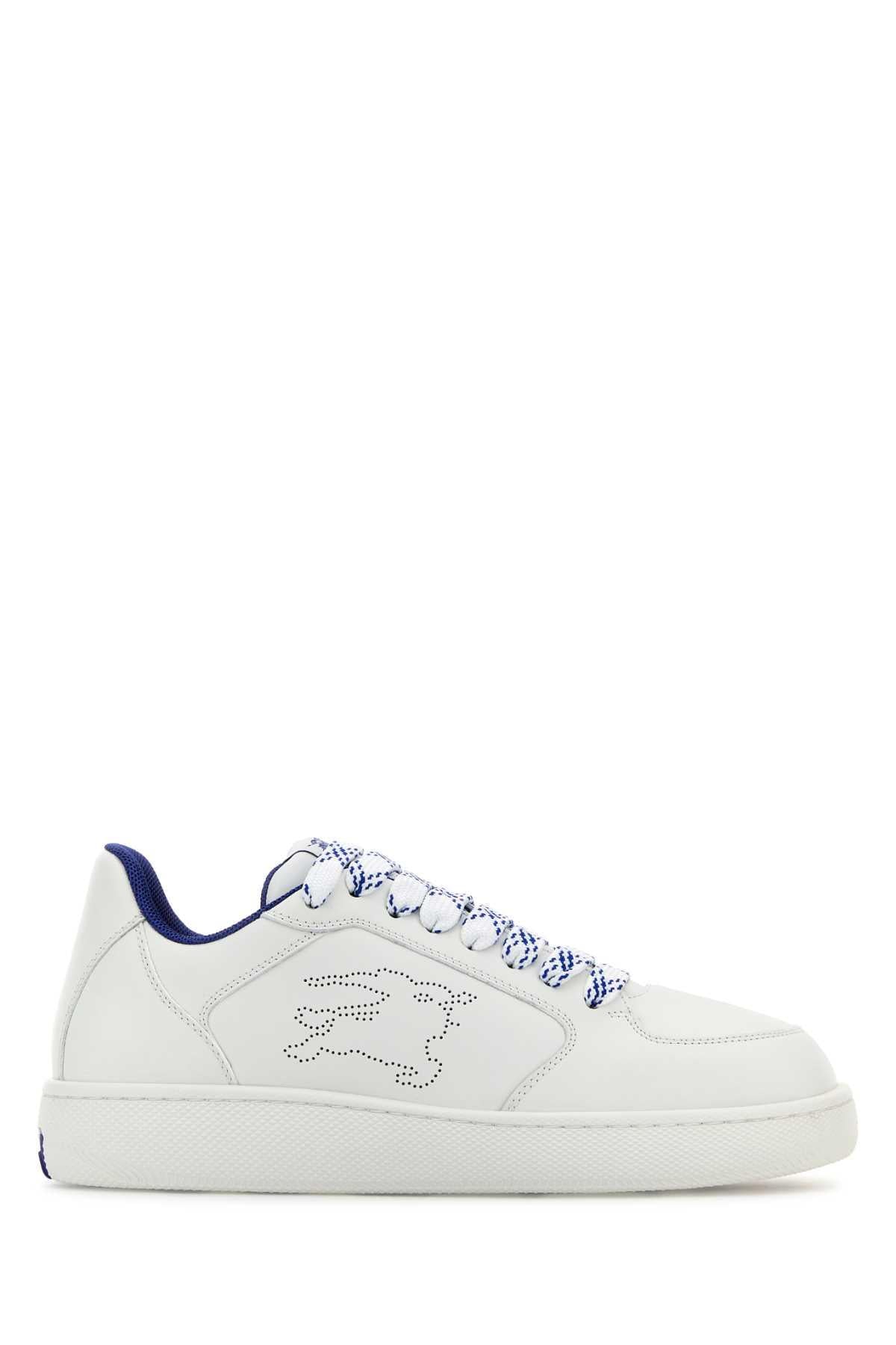 BURBERRY White Leather Low-Top Sneakers