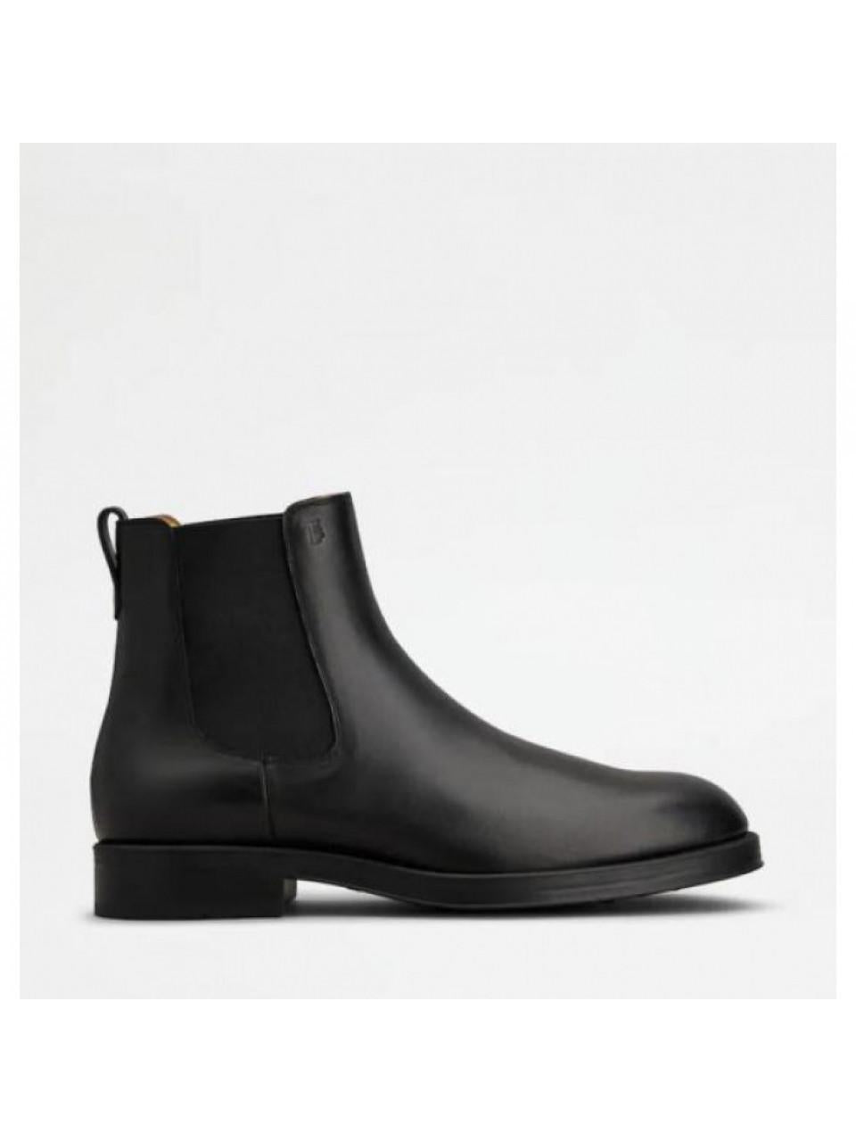 Tods Leather Ankle Boots Black Mid Boots for Men