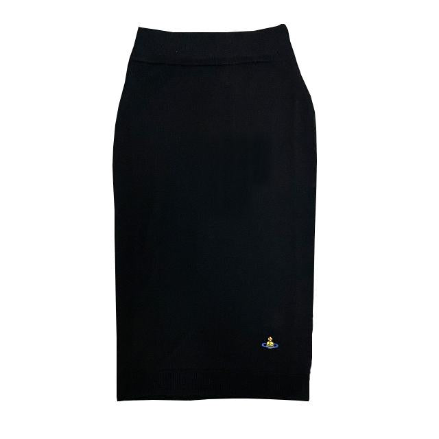 Vivienne Westwood ORB Logo Embroidered Knit Midi Skirt Black