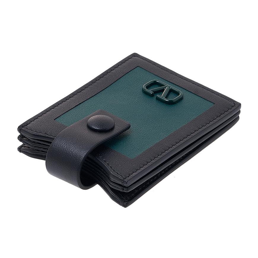 VALENTINO Garavani V Logo Signature Leather Card Holder for Men
