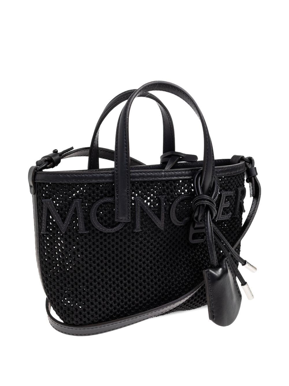 Moncler Black Leather Shoulder Tote Bag