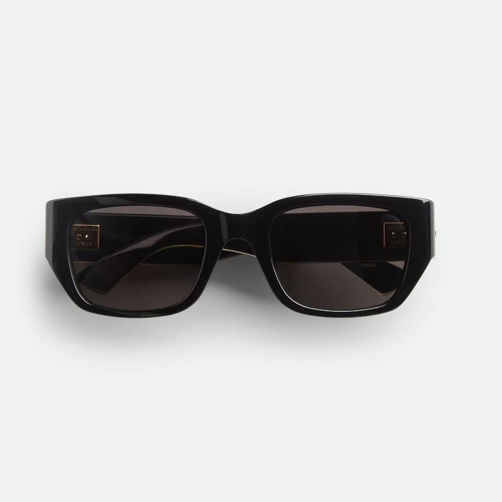 Bottega Veneta Intrecciato Square Sunglasses Black Grey