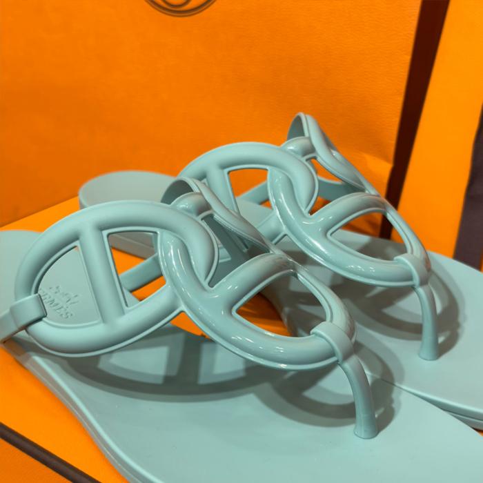 HERMES Egerie Jelly Mint Sandals for Women