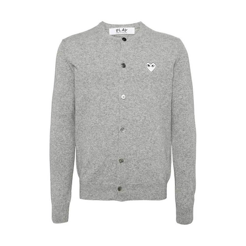 Comme des Garcons Grey White Heart Unisex Knit Cardigan
