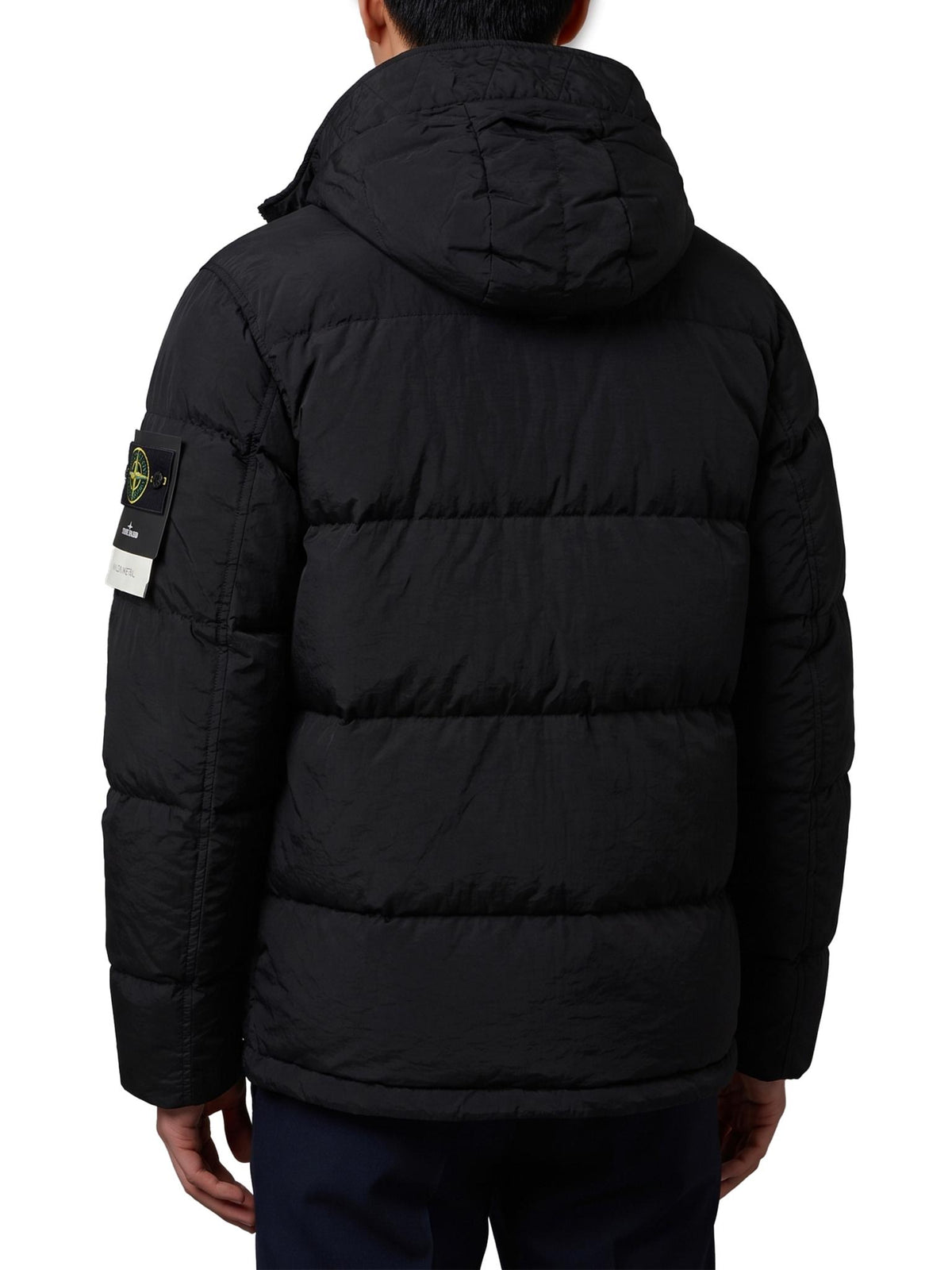 STONE ISLAND Black Nylon Down Puffer Jacket for Men