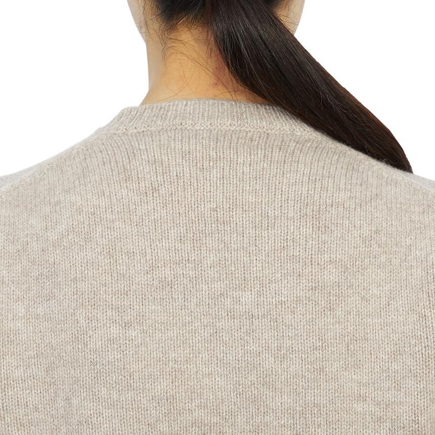 SPORTY&RICH Heather Beige Wool Crewneck Knit Sweater for Women