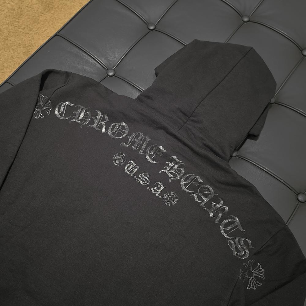 Chrome Hearts Black Glitter Horseshoe Floral Hoodie Unisex