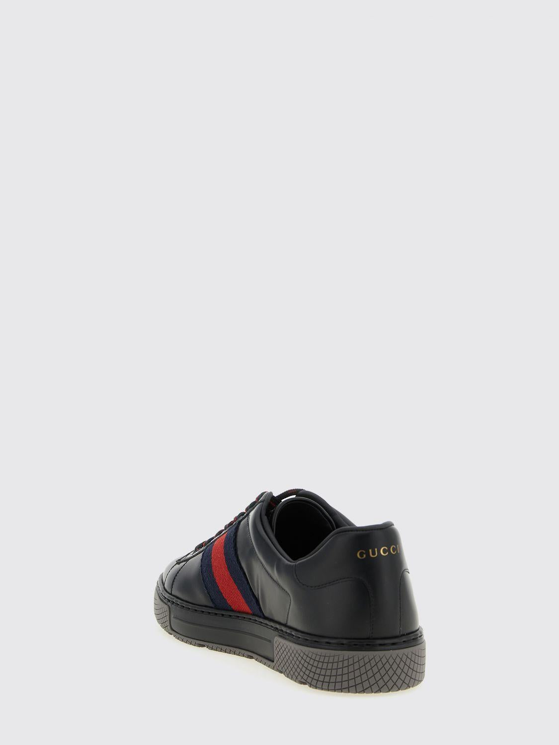 GUCCI Black Leather Low-Top Sneakers