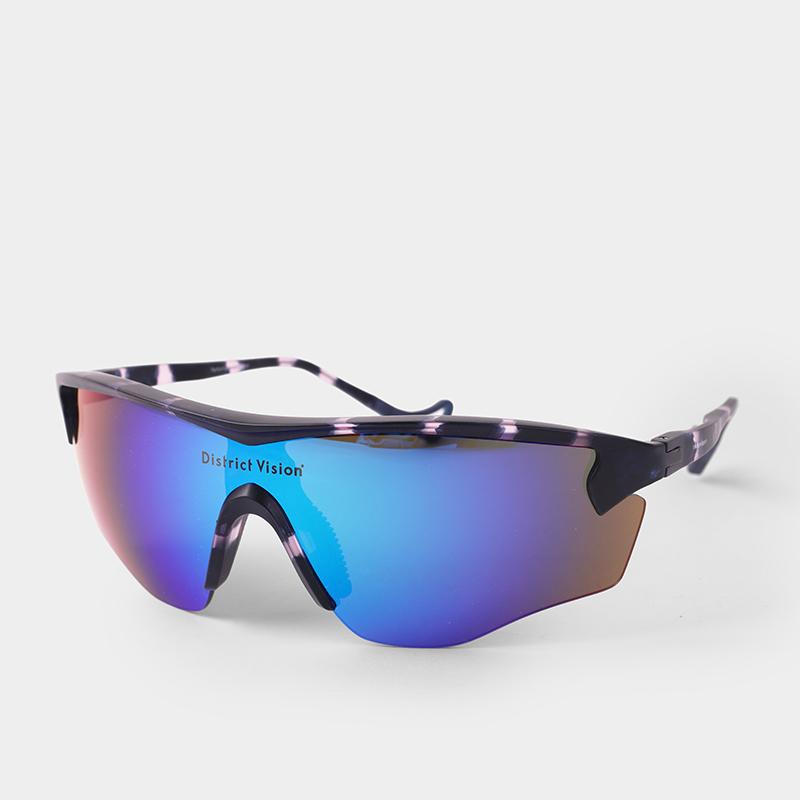 District Vision Junya Racer Unisex Sunglas DVG003 Navy Pink Mosaic D Blue Mirror