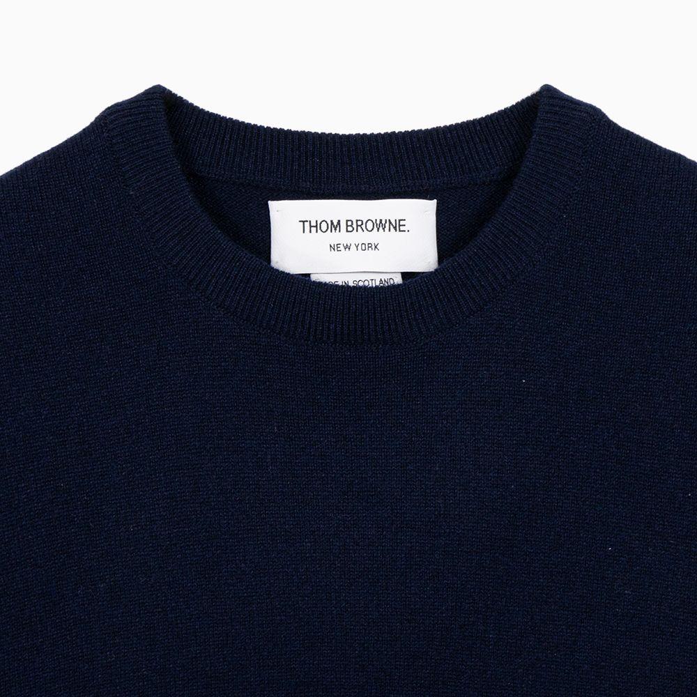 THOM BROWNE Navy Striped Cashmere Crewneck Sweater Unisex