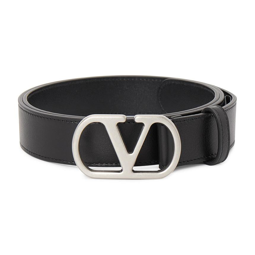 VALENTINO VLogo Signature Leather Belt Black Men’s