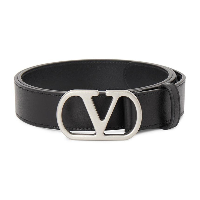 VALENTINO VLogo Signature Leather Belt Black Men’s