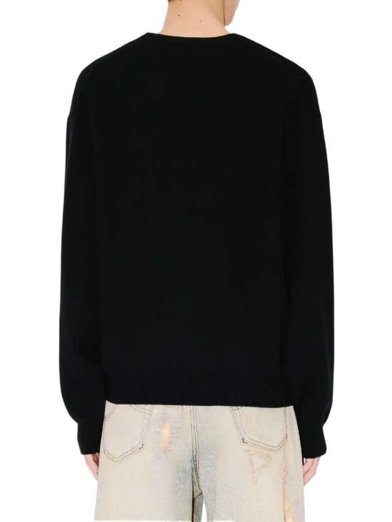 KENZO Black Round Neck Knit Sweater for Men FG55PU7853LO99J