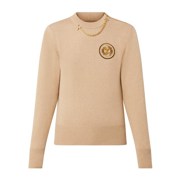 Louis Vuitton Chain Detail Patch Round Neck Sweater 1ABYR9