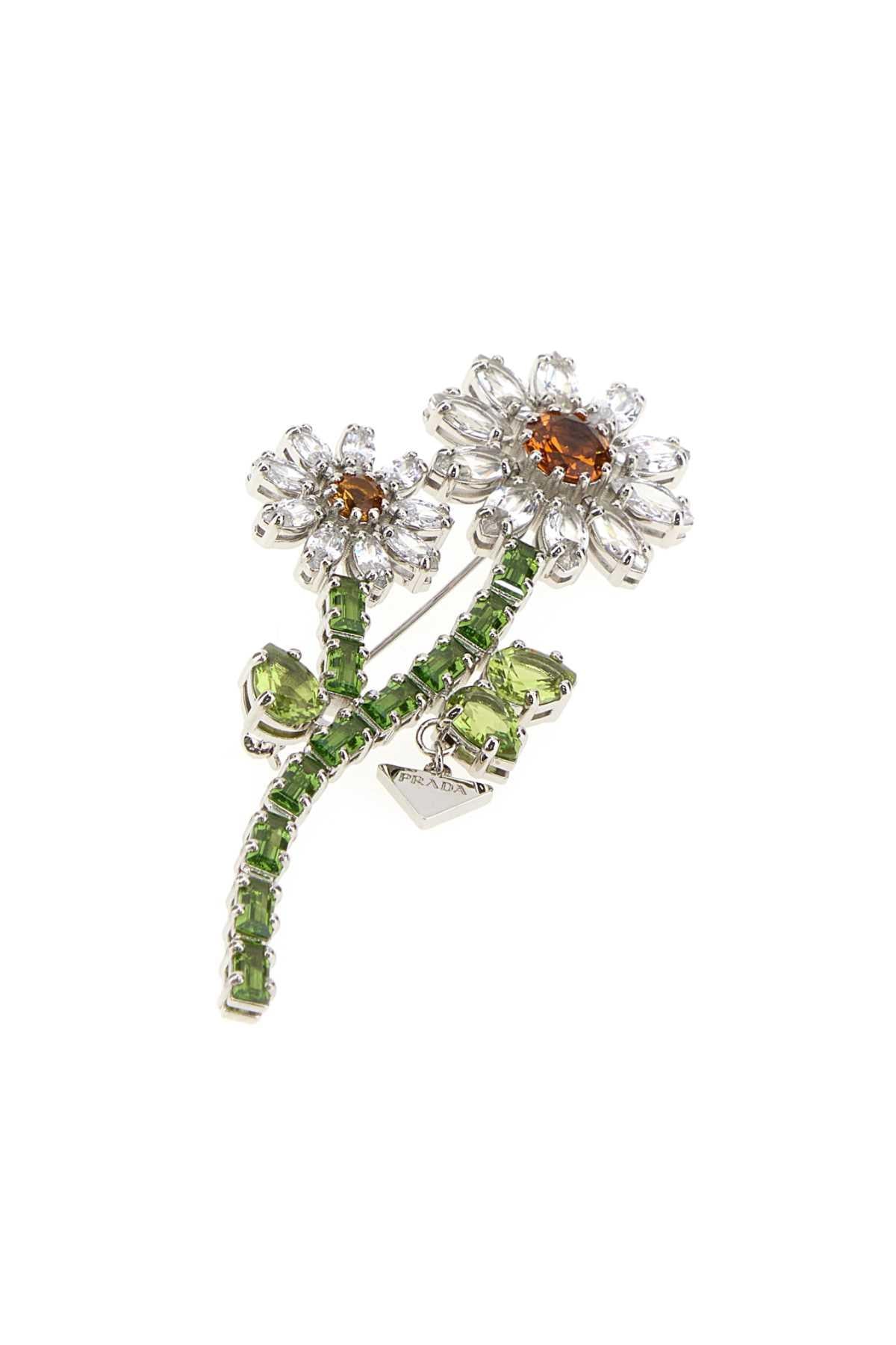 PRADA Silver Tone Logo Brooch