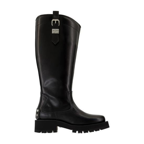 GANNI Leather Ankle Boots Women’s Black Chelsea Style S3022099 BLACK DOM