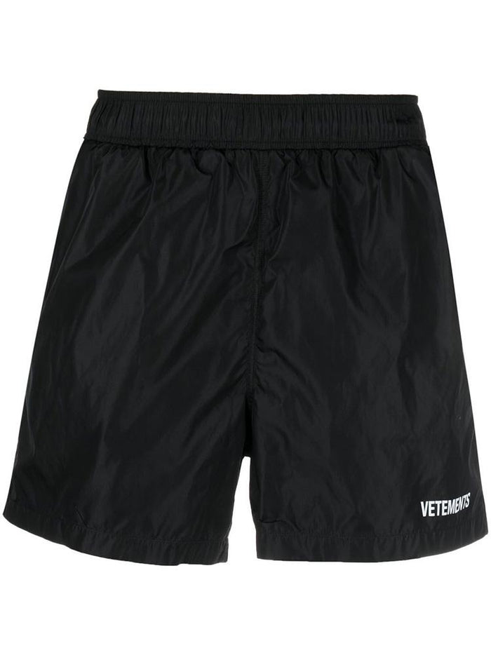 Vetements Logo Print Track Shorts ME63SW700B BK