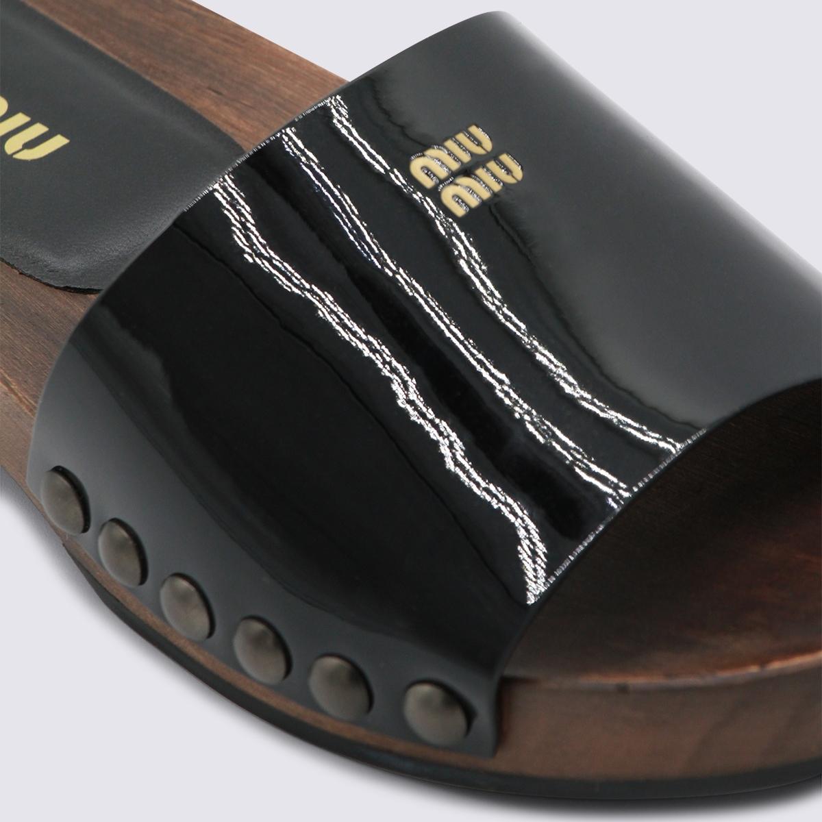 Miu Miu Black Leather Sandals