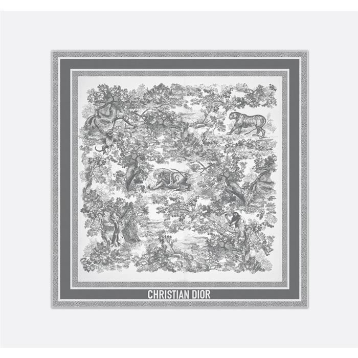 DIOR Toile de Jouy Sauvage 90 Square Scarf Navy Silk Scarf for 15JOU090I602 C805