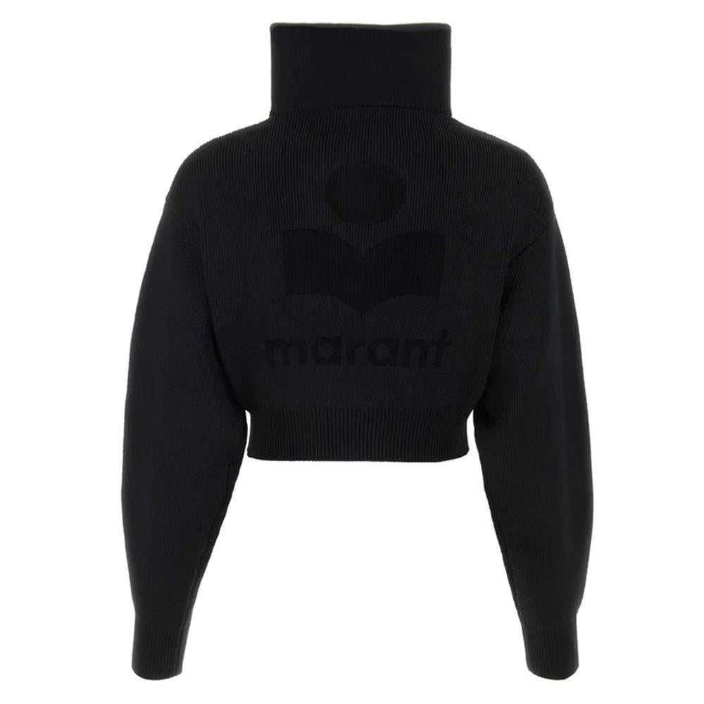 Isabel Marant OXANA Cropped Knit Zip-Up Jacket Black