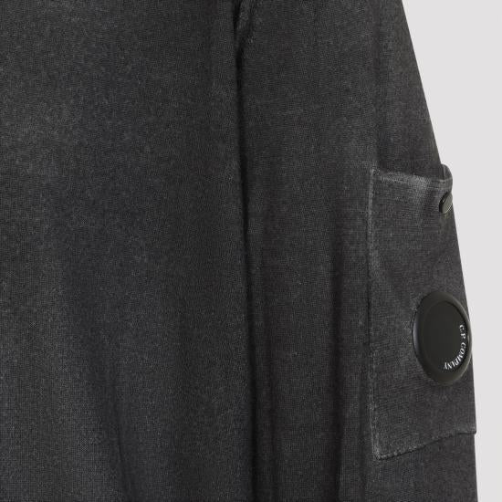 CP Company Black Round Neck Knit Sweater for Men