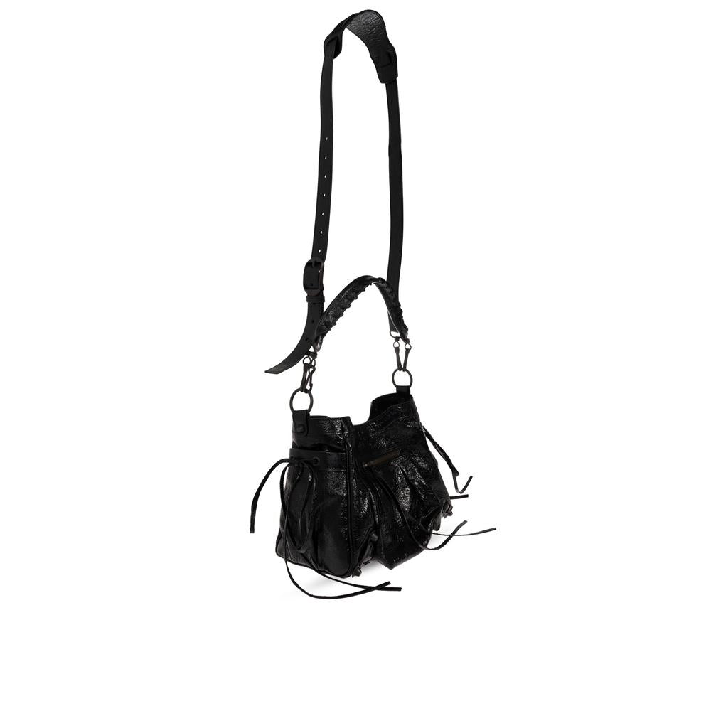 BALENCIAGA Le Cagole City Bucket Bag Black Leather Shoulder Bag