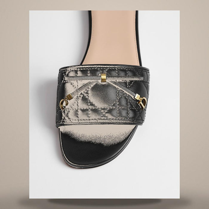 DIOR Black Quilted Cannage Lambskin Slide Sandals KCO545CQL S900