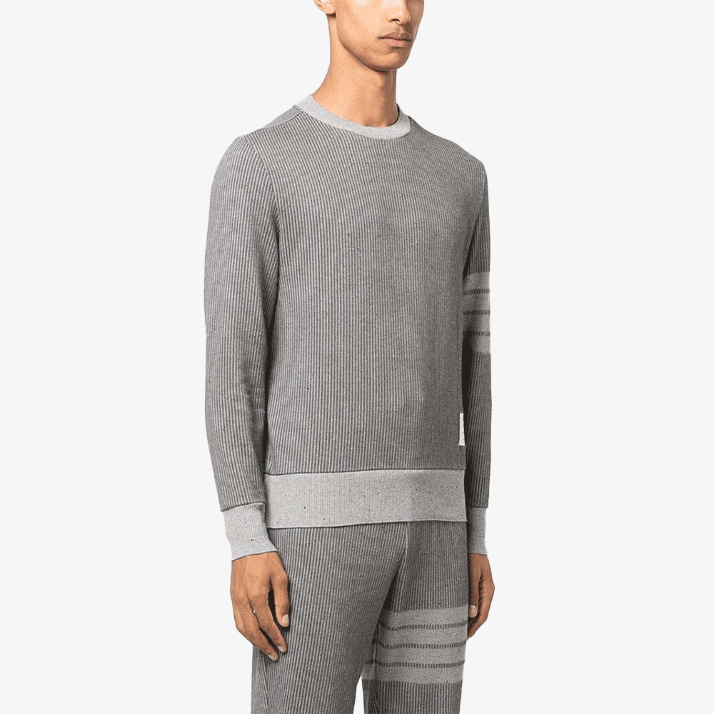 THOM BROWNE Men’s 4-Bar Crewneck Sweatshirt Gray Cotton
