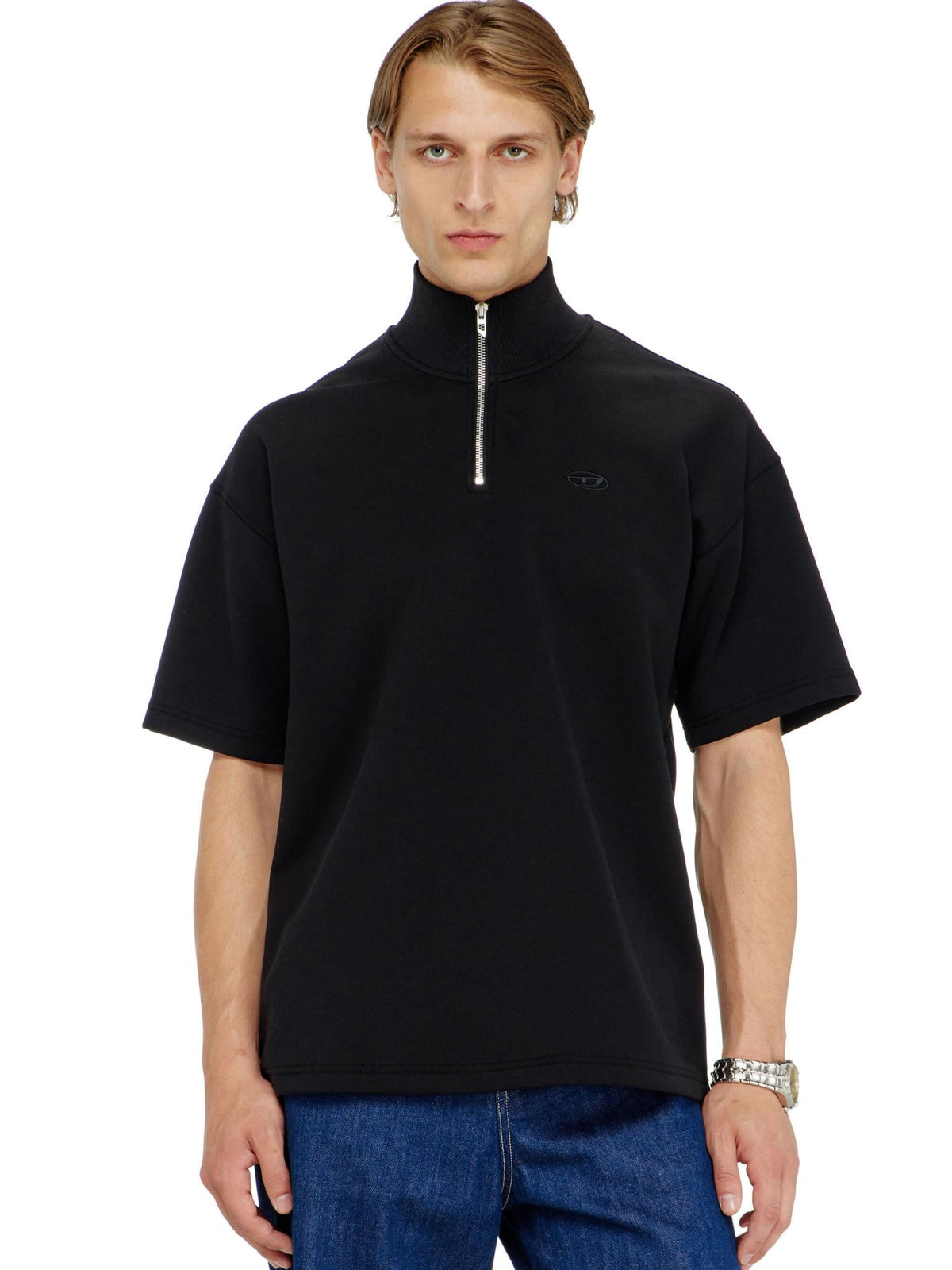 DIESEL Black Cotton Short Sleeve T-Shirt for Men