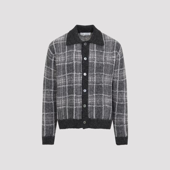 OUR LEGACY Alpaca Blend Grand Check Evening Polo Cardigan