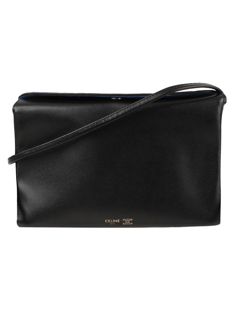 CELINE Trio Flap Pouch Black Leather 10P862O86 38NO