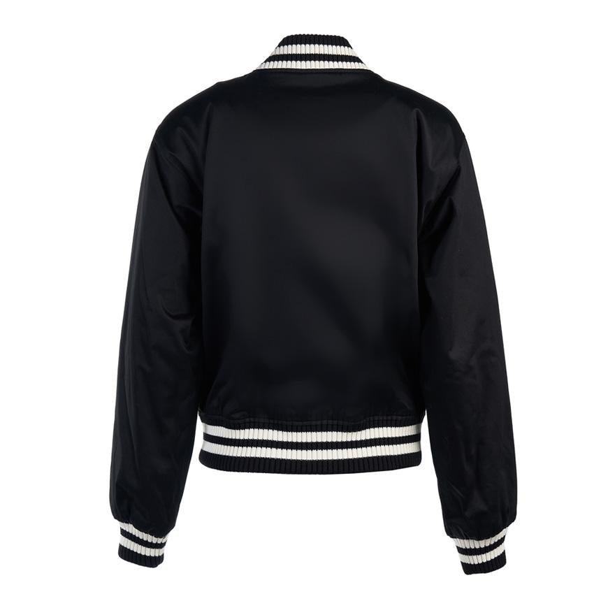 Maison Kitsune Satin Bomber Jacket Black Women