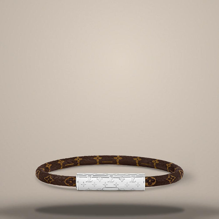 Louis Vuitton LV Confidential Bracelet Leather Silver-Tone Mens